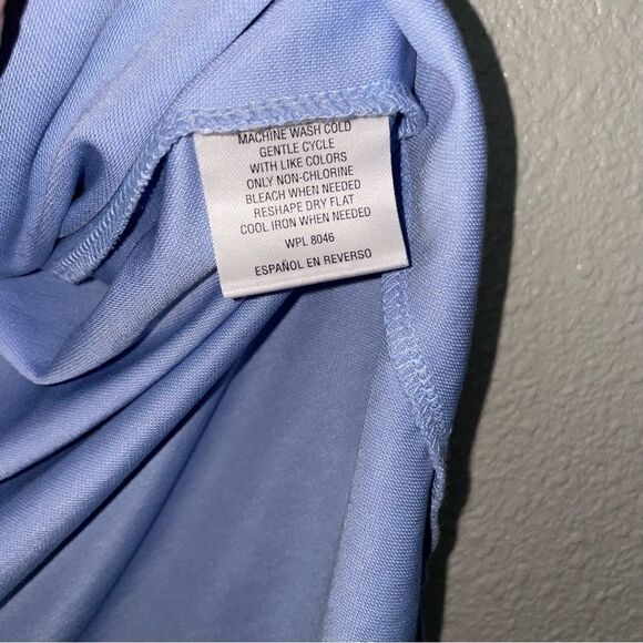 🚨 3 for $25 - BAR III Sleeveless Asymmetrical-Drape Dress, Light Blue - Picture 8 of 9